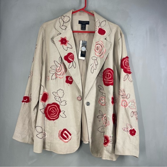 New ANNE CARSON Floral Embroidered Women's Blazer Size 2X - Picture 1 of 10